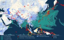 Regional map of Asia and the Pacific illustrates natural hazard risks and environmental events across the continent and surrounding oceans